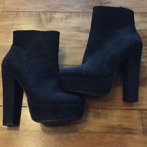 Black Platform Fake Suede Bootie